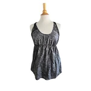 A Pea in the Pod Maternity Top 100% Silk Gray Black Snakeskin Print Lace Sz M